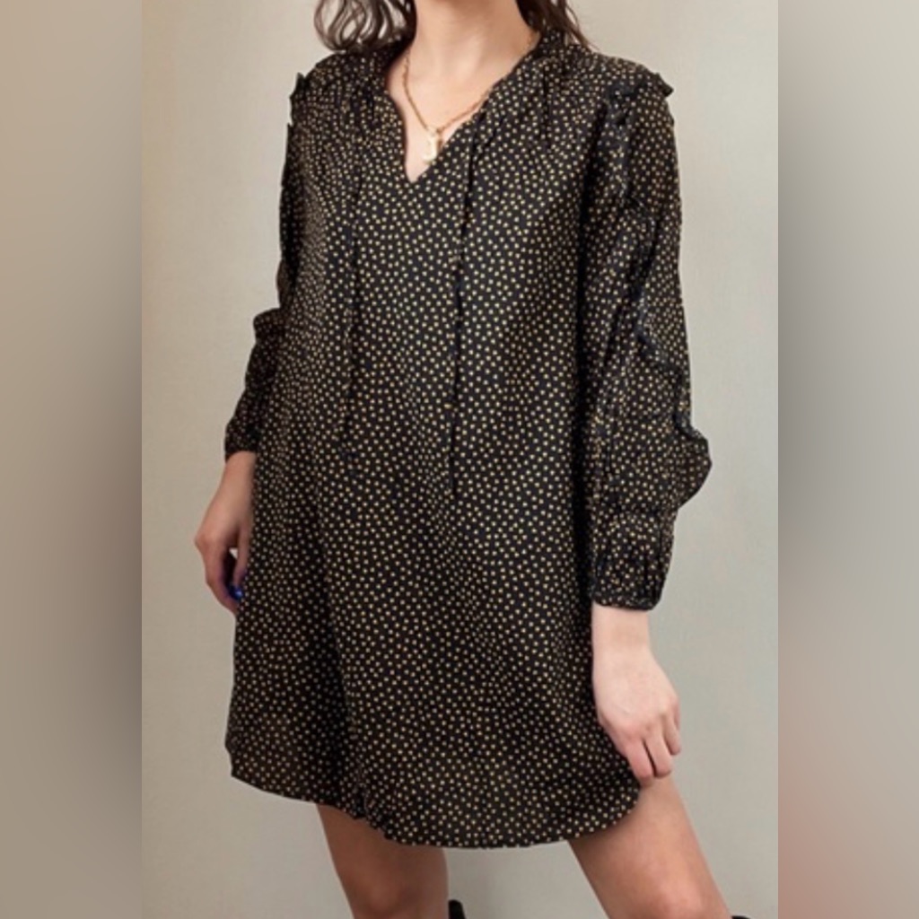 Who What Wear Black Dress With Yellow Triangle Print